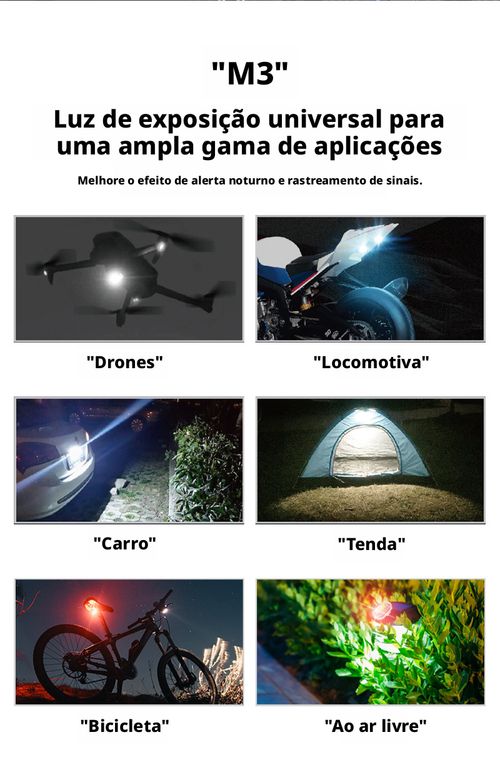 Luz de Avião M3, Luz Estroboscópica a LED para Drone, Luz Estroboscópica com Controle Remoto, Luz de Navegação Noturna para Modificação de Carro, Moto, Scooter Elétrica e Bicicleta