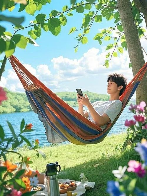 Rede de Balanço para Viagem ao Ar Livre, para 1 ou 2 Pessoas, Ampliada, Listras Arco-Íris, de Lona e Algodão, Anti- Rolamento