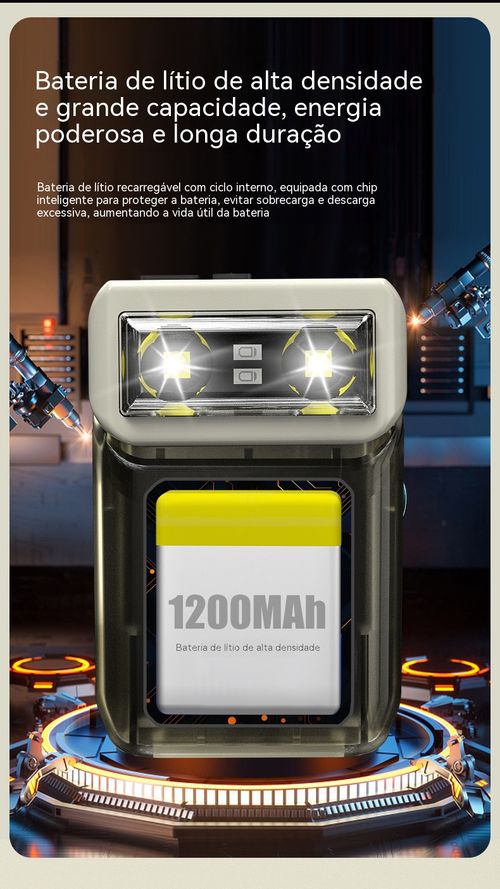 Mini lanterna tipo chaveiro com duas fontes de luz, carregamento Type-C, super brilhante, compacta e potente para uso exterior