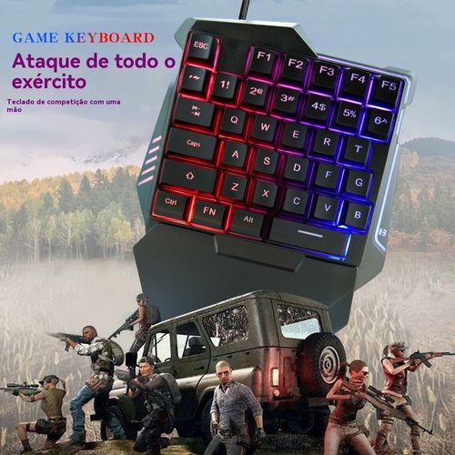Teclado Único Mão G7, Sensação Mecânica para Jogo PUBG, Teclado para Jogos Móveis e Esports com Luz de Fundo Colorida