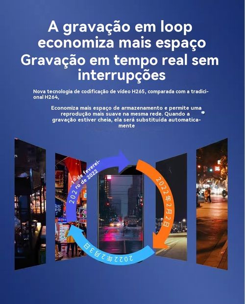 Câmara Inteligente WiFi com PIR Humano, Sem Tomada, Controlo pelo Telemóvel