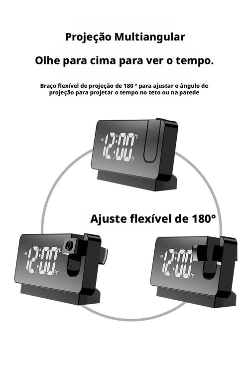 Eletrônico com Projeção, Relógio Despertador Noturno Silencioso, Armação para Levantar cedo para Estudantes, Relógio de Mesa para Cabeceira