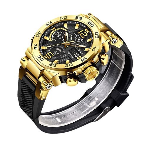 Relógio Masculino FOXBOX,LIGE-Modelo Novo Fashion, Dual Display Multifuncional, Pulseira de Silicone, Luminoso, Esportivo e Casual, À Prova D'Água
