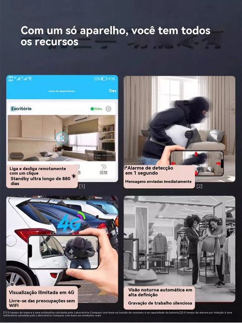 Câmara Inteligente WiFi com PIR Humano, Sem Tomada, Controlo pelo Telemóvel
