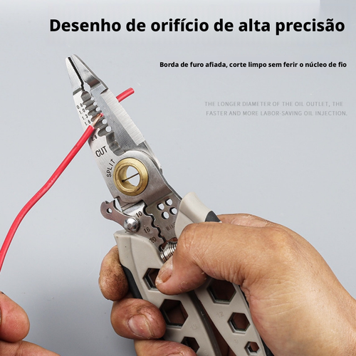 Alicate Desencapador Multifuncional 7 Polegadas, Ferramenta Exclusiva para Eletricistas, Espetáculo para Cortar Fios, Retirar Isolamento, Apertar Cabos, Enrolar Fios e Torcer Parafusos