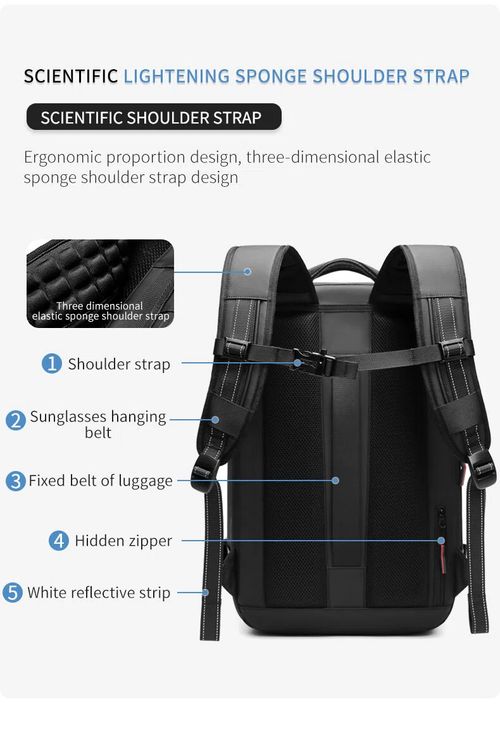 Mochila de Viagem com Vácuo, Mochila Masculina Empresarial Multifuncional para Notebook, Mochila de Compressão a Vácuo com Grande Capacidade, Material TPU
