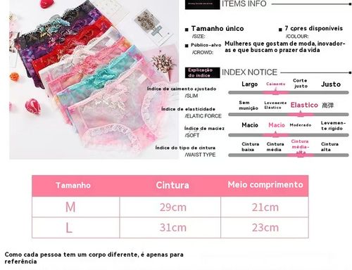 Conjunto de Calcinhas Triangulares Femininas Sensuais com Bordado, Transparentes e Apaixonantes de Renda, Cintura Baixa e Forro de Algodão Puro