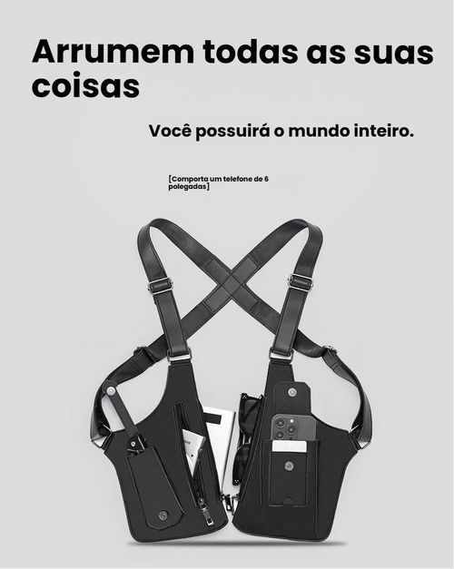 Bolsa Masculina Vintage, Bolsa de Ombro Axilar com Alça de Mochila, Bolsa de Ombro Multifuncional para Homens, Bolsa de Celular para Ar Livre, Bolsa Gilet