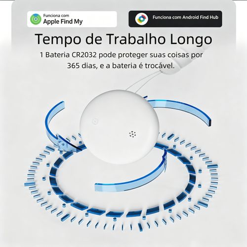 Rastreador Bluetooth anti-perda compatível com sistemas Android e iOS (Google e iPhone). Localizador global de objetos. Classificação IP66 – à prova de água.