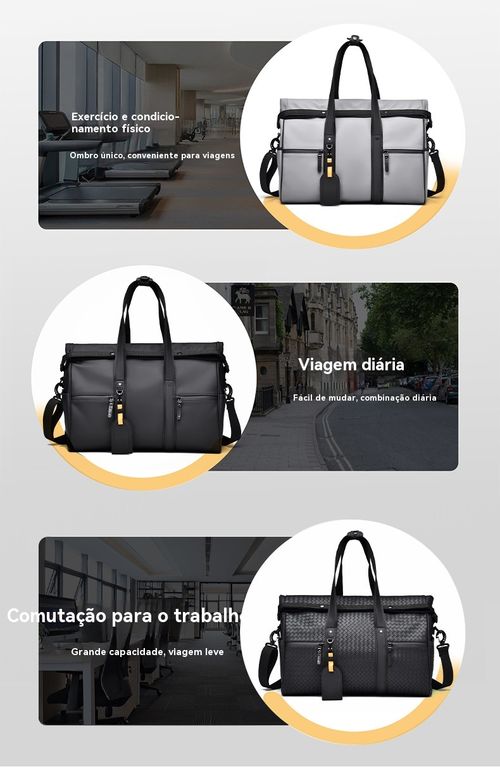 Mala de Academia e Viagem Masculina Estilosa e Moderna, Mala Esportiva Impermeável com Grande Capacidade e Separação Seco,Molhado, Mala de Mão Simples para Bagagem