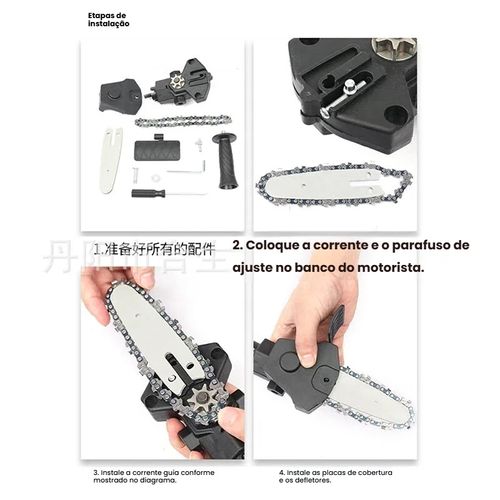 Conversor de Furadeira Manual para Serra Elétrica 4 Polegadas - Serra de Desbaste e Serra de Jardim, Acessório para Corte de Madeira e Poda