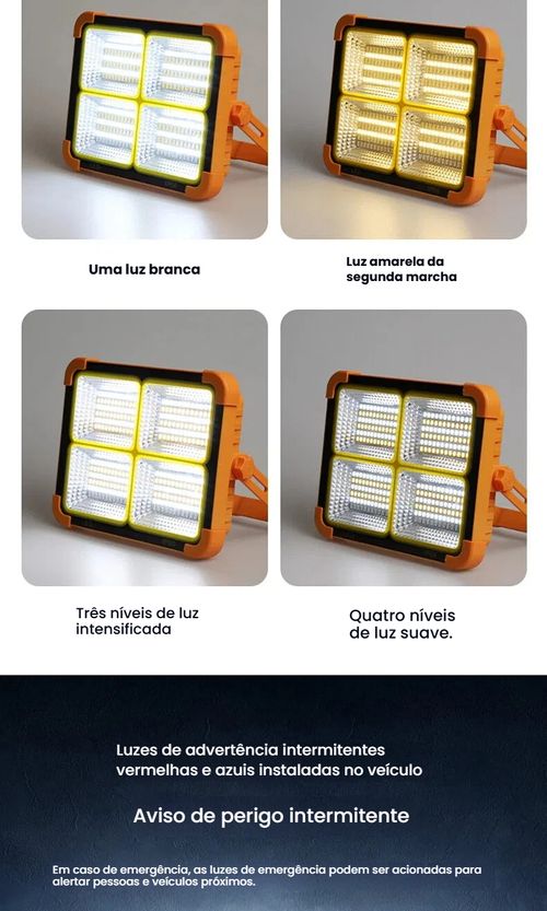 Lâmpada Solar, Lanterna de Mão Recarregável, Projetor Portátil, Lâmpada para Feira Livre ao Ar Livre, Lanterna Multifuncional para Acampamento e Emergência