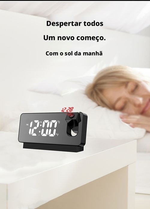 Eletrônico com Projeção, Relógio Despertador Noturno Silencioso, Armação para Levantar cedo para Estudantes, Relógio de Mesa para Cabeceira