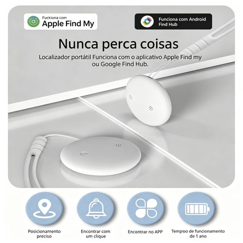 Rastreador Bluetooth anti-perda compatível com sistemas Android e iOS (Google e iPhone). Localizador global de objetos. Classificação IP66 – à prova de água.
