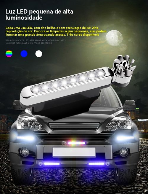 Luz Diurna de Grade para Veículo, Luz Diurna LED Eólica Universal, Luz de Ventilador, Luz Auxiliar da Frente do Veículo, Luz de Decoração Colorida Eólica