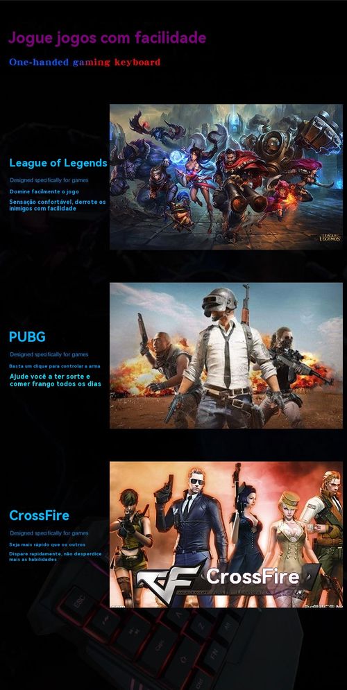 Teclado Único Mão G7, Sensação Mecânica para Jogo PUBG, Teclado para Jogos Móveis e Esports com Luz de Fundo Colorida