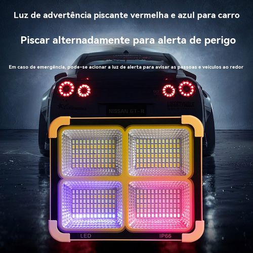 Lâmpada Solar, Lanterna de Mão Recarregável, Projetor Portátil, Lâmpada para Feira Livre ao Ar Livre, Lanterna Multifuncional para Acampamento e Emergência