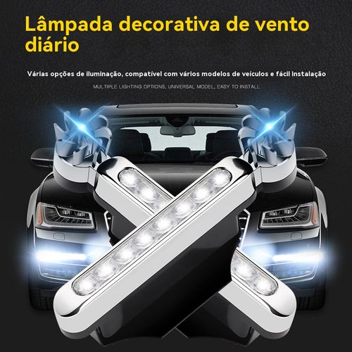 Luz Diurna de Grade para Veículo, Luz Diurna LED Eólica Universal, Luz de Ventilador, Luz Auxiliar da Frente do Veículo, Luz de Decoração Colorida Eólica