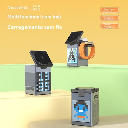 Carregador Sem Fio Magnético 6 em 1, Compatível com Celulares, Fones de Ouvido e Relógios Apple e Huawei, Carregamento Rápido