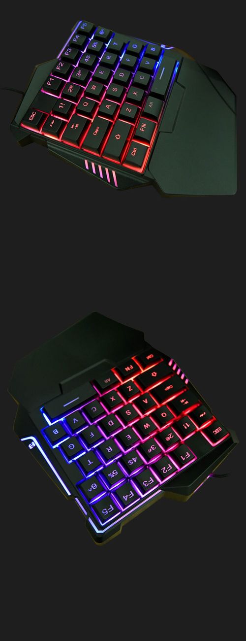 Teclado Único Mão G7, Sensação Mecânica para Jogo PUBG, Teclado para Jogos Móveis e Esports com Luz de Fundo Colorida