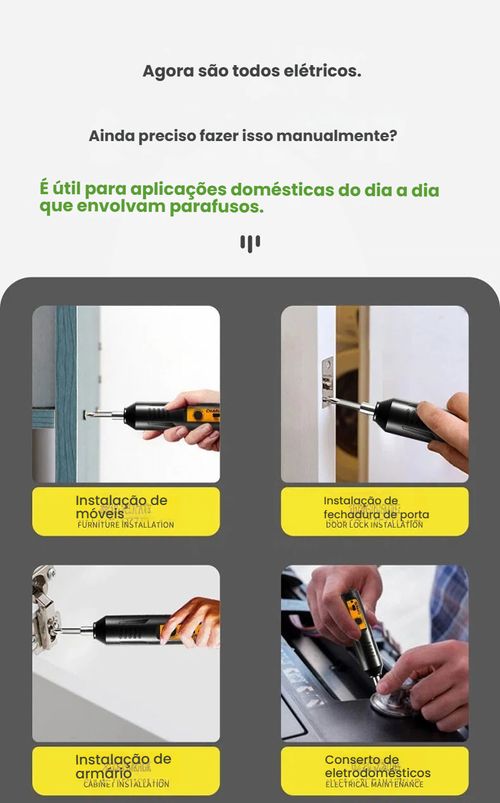 Chave de Fenda Elétrica Doméstica Recarregável, Mini Parafusadeira Elétrica Portátil, Pequeno Chave de Impacto, Kit de Ferramentas a Bateria de Lítio