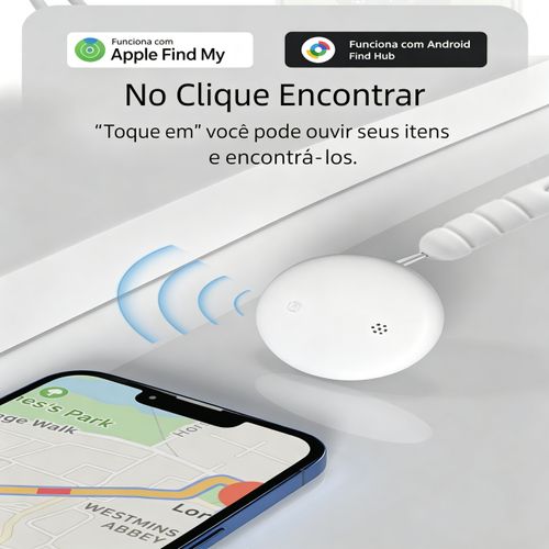 Rastreador Bluetooth anti-perda compatível com sistemas Android e iOS (Google e iPhone). Localizador global de objetos. Classificação IP66 – à prova de água.