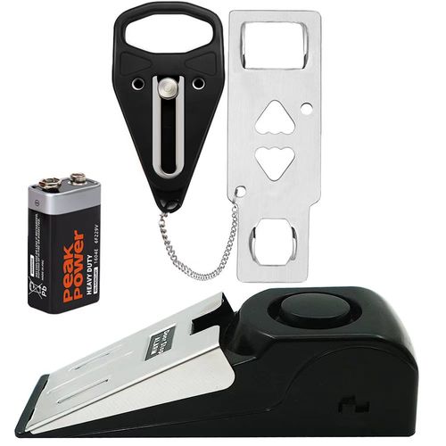 Protetor de Porta com Alarme Anti-Roubo, Bloqueador de Porta para Mulheres em Hotéis e Uso Doméstico, Amortecedor de Porta Anti-Colisão, Calço de Porta com Alarme de Alto Volume