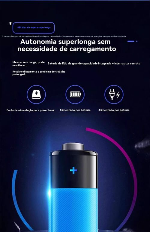 Câmara Inteligente WiFi com PIR Humano, Sem Tomada, Controlo pelo Telemóvel