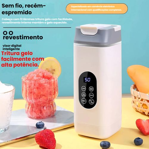 Liquidificador Doméstico com Função de Triturar Gelo, Copo Liquidificador Carregável via USB, Portátil para Exterior,