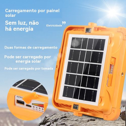 Lâmpada Solar, Lanterna de Mão Recarregável, Projetor Portátil, Lâmpada para Feira Livre ao Ar Livre, Lanterna Multifuncional para Acampamento e Emergência