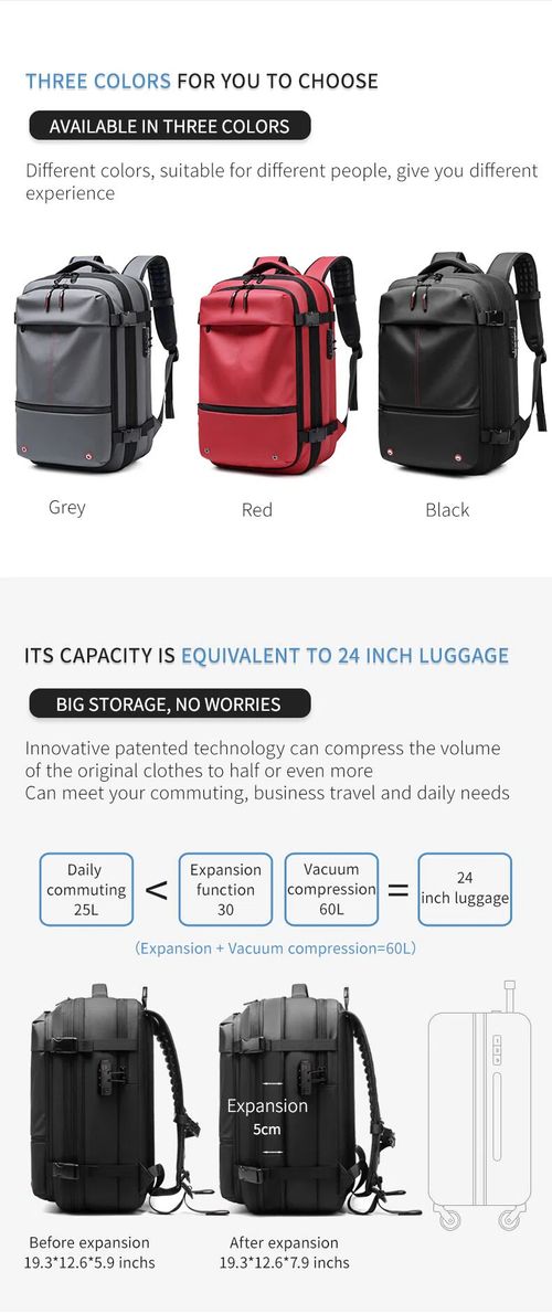 Mochila de Viagem com Vácuo, Mochila Masculina Empresarial Multifuncional para Notebook, Mochila de Compressão a Vácuo com Grande Capacidade, Material TPU