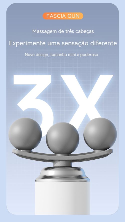 Pistola de massagem com 3 níveis e 9 cabeças – relaxamento muscular profundo, ideal para ombros, costas e cintura