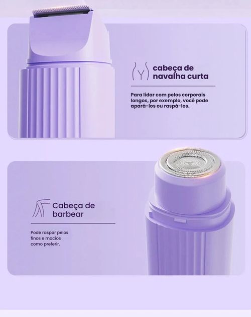 Depilador Feminino com Duas Cabeças, Cortador de Pêlos Íntimos, Navalha Elétrica, Depilador Unissex, Portátil