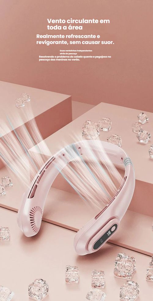 Ventilador de Pescoço Nova Linha, Recarregável via USB, Pequeno e Portátil para Uso Exterior, Silencioso com Turbina, Sem Pás, Mini Ventilador para Pescoço