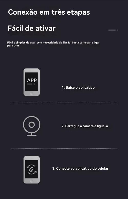 Câmara Inteligente WiFi com PIR Humano, Sem Tomada, Controlo pelo Telemóvel