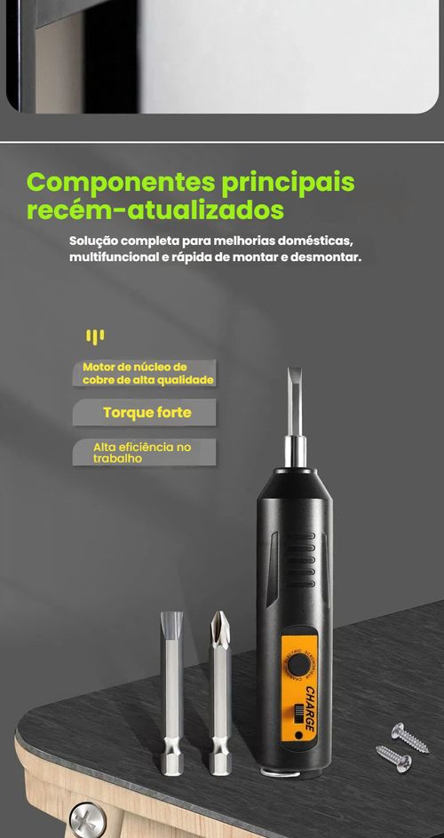 Chave de Fenda Elétrica Doméstica Recarregável, Mini Parafusadeira Elétrica Portátil, Pequeno Chave de Impacto, Kit de Ferramentas a Bateria de Lítio