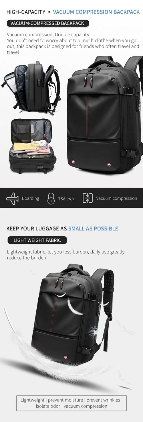 Mochila de Viagem com Vácuo, Mochila Masculina Empresarial Multifuncional para Notebook, Mochila de Compressão a Vácuo com Grande Capacidade, Material TPU