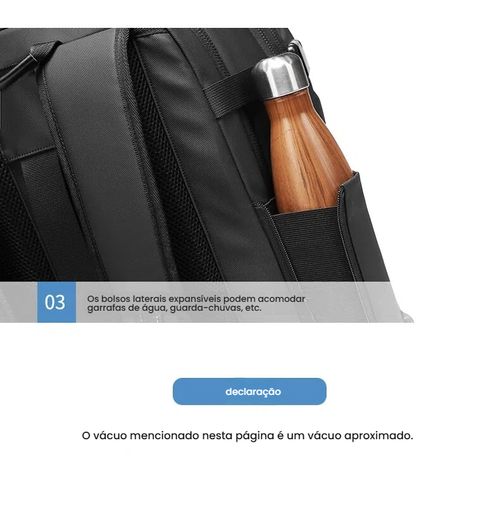 Mochila de Viagem com Vácuo, Mochila Masculina Empresarial Multifuncional para Notebook, Mochila de Compressão a Vácuo com Grande Capacidade, Material TPU