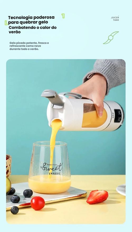 Liquidificador Doméstico com Função de Triturar Gelo, Copo Liquidificador Carregável via USB, Portátil para Exterior,