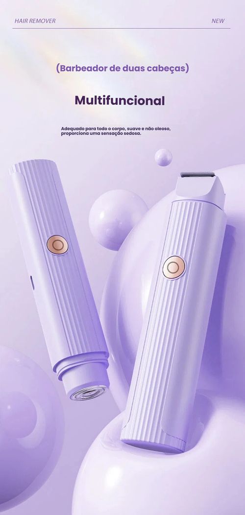 Depilador Feminino com Duas Cabeças, Cortador de Pêlos Íntimos, Navalha Elétrica, Depilador Unissex, Portátil