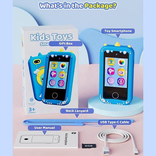 Shop Now or Never! Clearance Ends Soon.Mini Cute Pink Blue Electronic Toy Smart Mobile Phone With Camera for Kids Children's Toy Photo Cell Phone