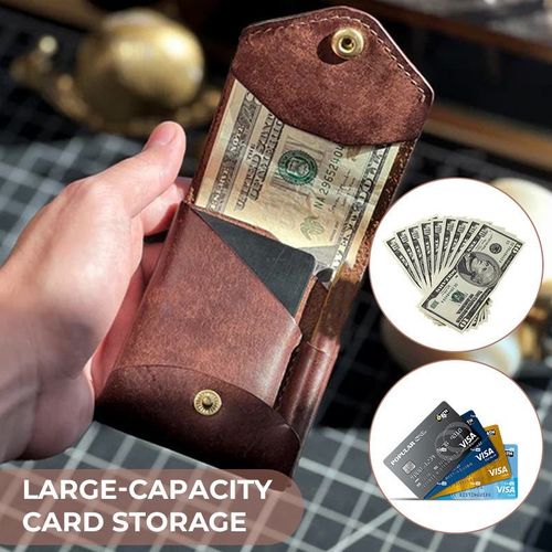 Shop Now or Never! Clearance Ends Soon.New Waterproof Multifunctional Compact Wallet Handmade PU Leather Built-in Pen Slot Front Pocket Wallets Money Clip Travel