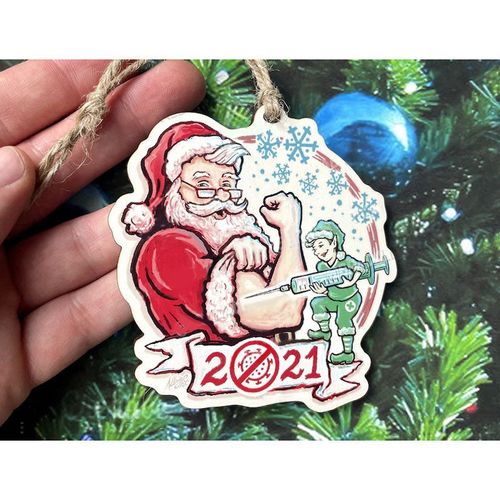 (🌲CHRISTMAS SALE NOW-48% OFF)Vaccine Santa 2021 Ornament - Vaccinated Santa Claus