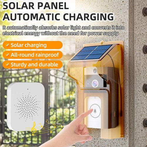 Solar powered wireless video doorbell camera with rain cover, long standby time, Bluetooth wireless connection can be controlled remotely.