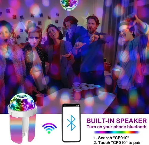 🔥🔥🔥E27 Disco Light Bulb Magic Ball Light with Bluetooth Speaker, RGB LED Colorful Party Strobe Light