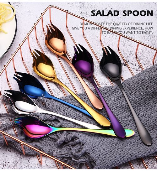 304 stainless steel salad fork OK spoon all-in-one spoon fork dual-use hotel restaurant household salad spoon