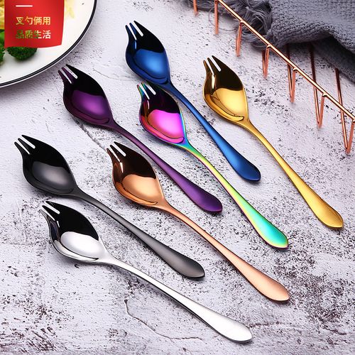 304 stainless steel salad fork OK spoon all-in-one spoon fork dual-use hotel restaurant household salad spoon