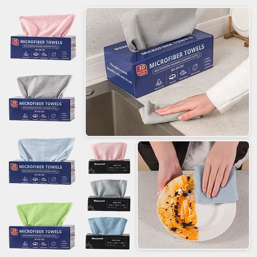 Reusable Disposable Microfibre Cleaning Kitchen Cloths Dish Cloths Microfibre Cleaning Towel with Dispenser Box