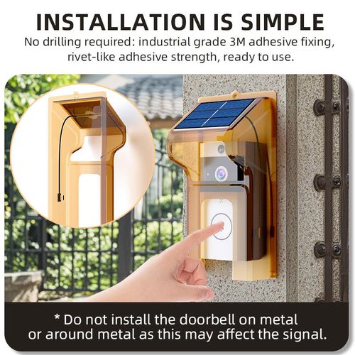 Solar powered wireless video doorbell camera with rain cover, long standby time, Bluetooth wireless connection can be controlled remotely.