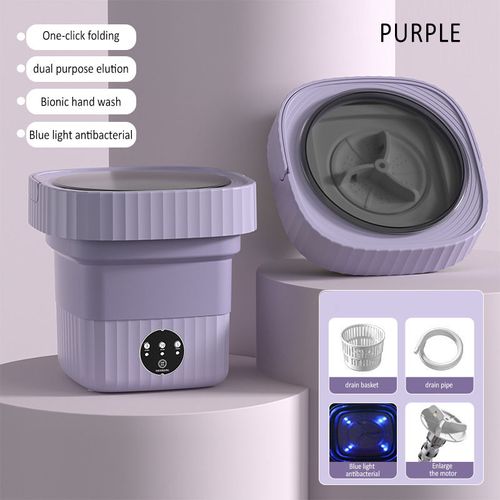 Automatic Foldable Turbo Washer Portable Mini Lingerie Washer with Drain Basket